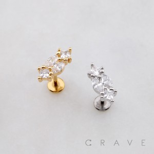 MARQUISE RHOMBUS THREADLESS (PUSH IN) 316L SURGICAL STEEL LABRET SET